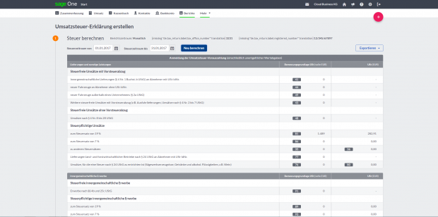 Die Benutzeroberfläche von Sage One (Bild: Sage)