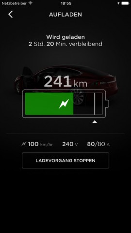 Tesla-App f&uuml;r iOS (Bild: Tesla)