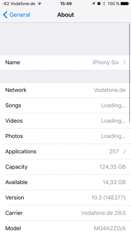 Auch iOS 10.3 braucht seine Zeit zur Bestimmung der Anzahl von Objekten. (Screenshot: Golem.de)