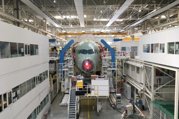 So sieht ein A350 in der Produktion aus. (Foto: Andreas Sebayang)