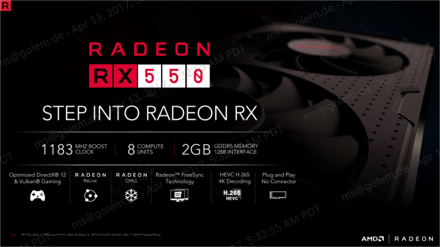Technische Daten der Radeon RX 550 (Bild: AMD)