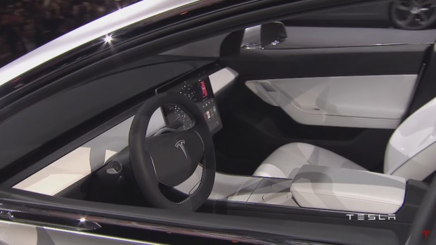 Kein Tacho Armaturenbrett Des Tesla Model 3 Wird