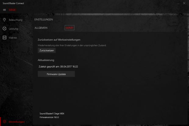Sound Blaster Connect, der Treiber der Siege M04 (Screenshot: Golem.de)