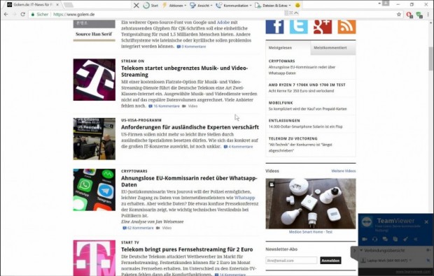 In Teamviewer ist scrollen ohne großes Ruckeln möglich. (Screenshot: Oliver Nickel/Golem.de)