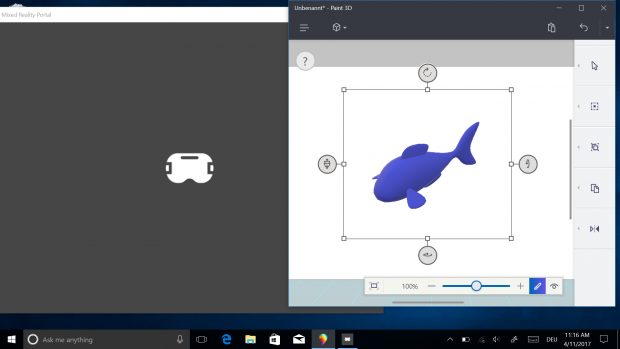 Zwei neue Standard-Apps - das Mixed Reality Portal und Paint 3D. (Screenshot: Golem.de)