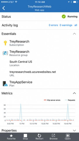 Microsofts Azure App (Screenshot: Microsoft)