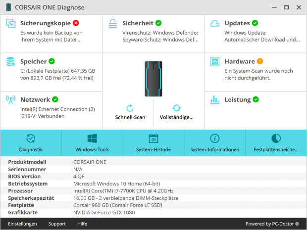 Corsair One ist PC-Doctor. (Screenshot: Golem.de)