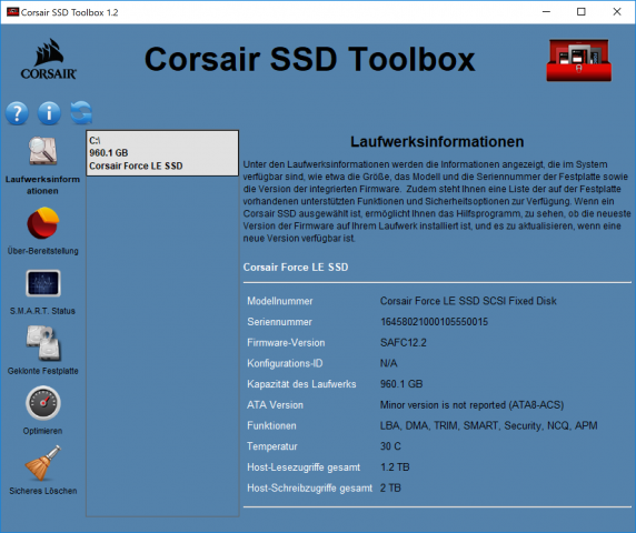 Per SSD Toolbox wird das Drive zur&uuml;ckgesetzt. (Screenshot: Golem.de)