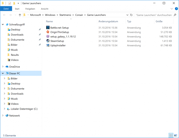 Corsair liefert popul&auml;re Spiele-Clients mit. (Screenshot: Golem.de)