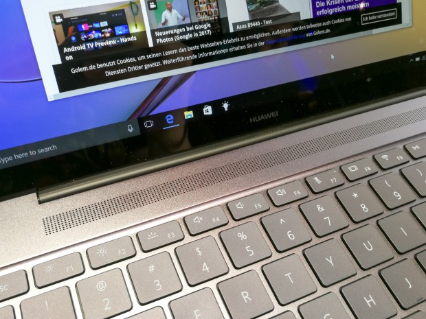 Die Lautsprecher des Matebook X wurden zusammen mit Dolby entwickelt und unterst&uuml;tzen Dolby Atmos. (Bild: Tobias K&ouml;ltzsch/Golem.de)