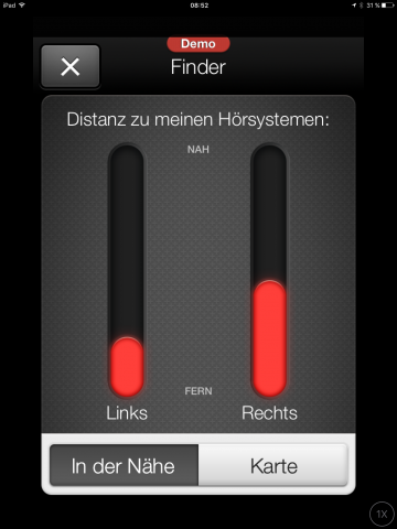 Und wer seine H&ouml;rger&auml;te verlegt, kann sie mit dem Finder schneller finden. (Resound/Screenshot: Golem.de) 