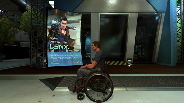 Zum Spielstart sitzt Hauptfigur Warren noch im Rollstuhl.(Bild: Deck 13/Screenshot: Golem.de)