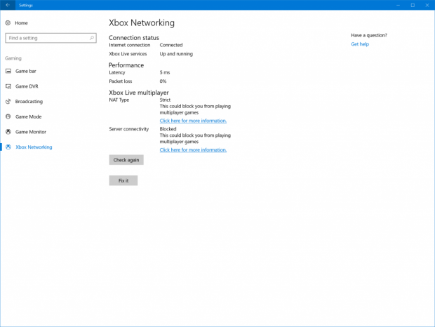 Neuer Xbox-Networking-Eintrag in den Windows-Einstellungen. (Bild: Microsoft)