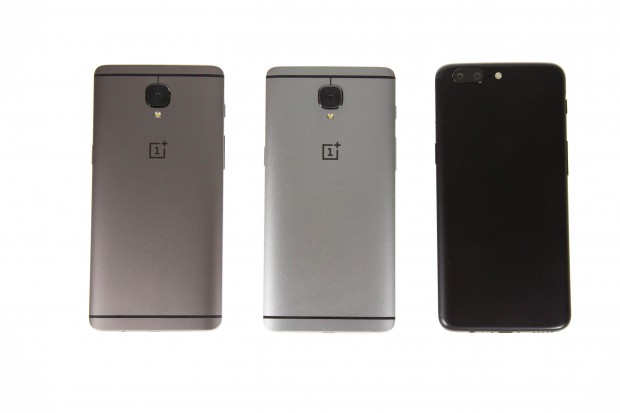 Links das 3T, in der Mitte das Three und rechts das neue Five von Oneplus (Bild: Martin Wolf/Golem.de)