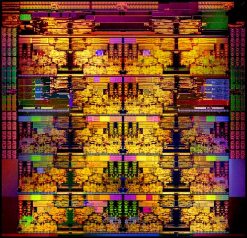Shot des HCC-Dies mit 18 Kernen (Bild: Intel)