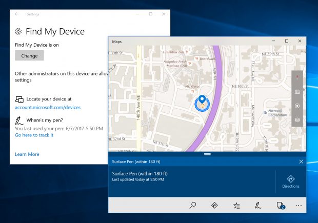 Windows Build 16215 - Funktion zum Finden des Stylus (Bild: Microsoft)