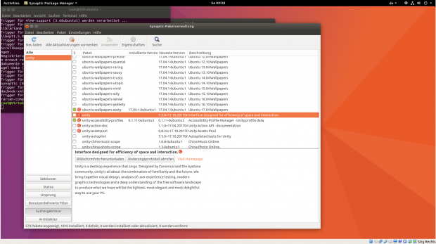 Unity kann aus den Softwarequellen nachinstalliert werden, samt ...