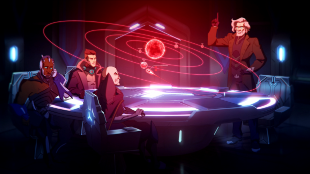 In einer Zwischensequenz treffen sich die Schurken... (Screenshot: Golem.de / Bild: Deep Silver)