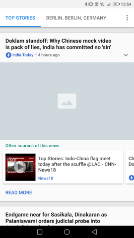 Die Nachrichtenübersicht zeigt voreingestellt zunächst News aus Indien an. (Screenshot: Golem.de)