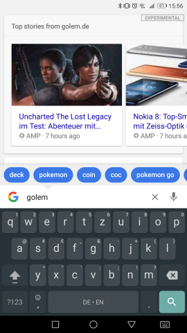 Die Suchfunktion arbeitet wie gewohnt. (Screenshot: Golem.de)