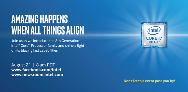 Ihre Vorstellung erfolgt am 21. August 2017. (Bild: Intel)