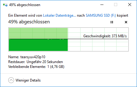 Schn&ouml;de Datentransfers sind langsamer, aber schneller als bei der T3. (Screenshot: Marc Sauter/Golem.de)