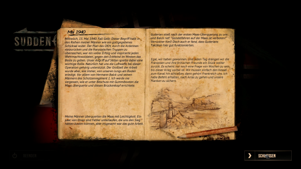 Aufwendige Zwischensequenzen gibt es nicht, also vermitteln Tagebucheinträge eine Art Handlung. (Screenshot: Golem.de / Bild: Kalypso Media)