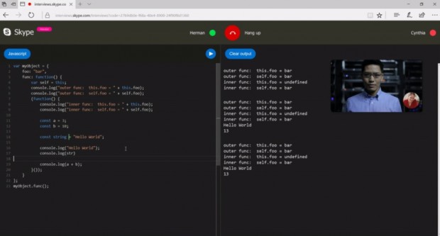 Neben dem Editor ist das Video des Gesprächspartners zu sehen. (Bild: Microsoft)