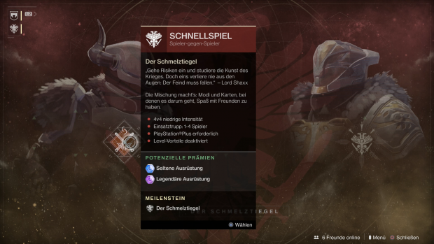 Im Schmelztiegel können wir in PvP-Gefechten antreten. (Screenshot: Golem.de / Bild: Activision)