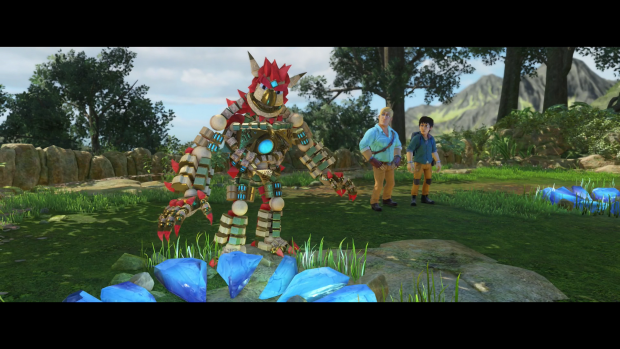 Knack und zwei Kumpel erforschen die Umgebung. (Screenshot: Golem.de / Bild: Sony)