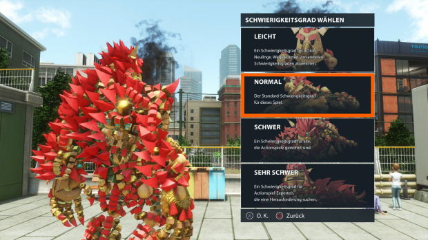 Spieler müssen einen von vier Schwierigkeitsgraden wählen. (Screenshot: Golem.de / Bild: Sony)
