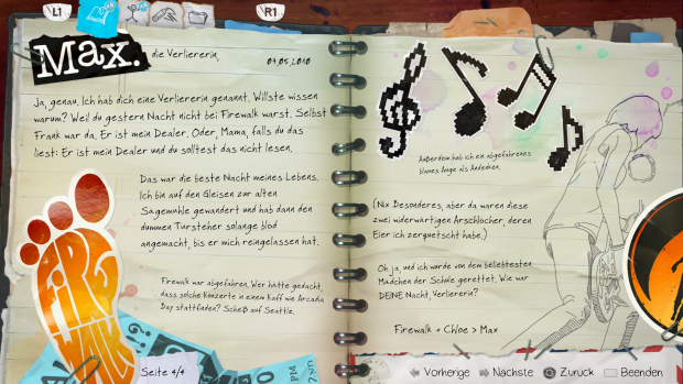 So sieht das Tagebuch vo Chloe aus. (Screenshot: Golem.de/ Bild: Square Enix)