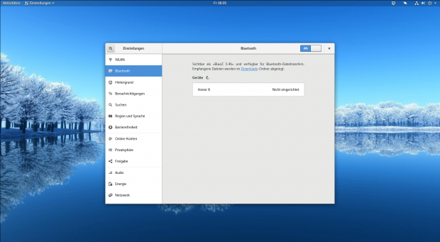 Für WLAN und Bluetooth gibt es in den Systemeinstellungen eigene Menüs. (Gnome/Screenshot: Golem.de)