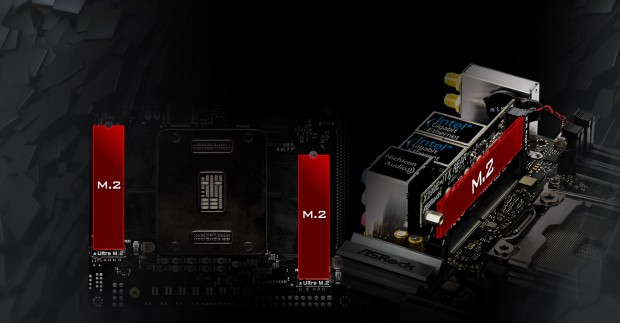 Das Board nimmt drei M.2-SSDs auf. (Bild: Asrock)