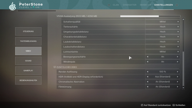 ... sowie Schattenqualität und Bewegungsunschräfte. (Screenshot: Golem.de / Bild: Activision)