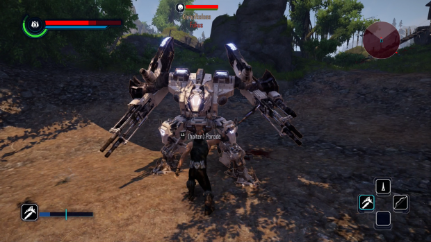 In Kämpfen gegen Roboter sind besonders gute Reflexe gefragt. (Screenshot: Golem.de / Bild: Piranha Bytes)