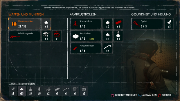 Gegenstände und Munition können wir selbst herstellen. (Screenshot: Golem.de / Bild: Bethesda)