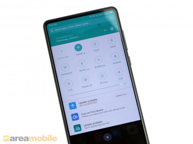 Das Mi Mix 2 kommt mit Android 7.1.1 und einer eigenen Benutzeroberfläche. (Bild: Areamobile)