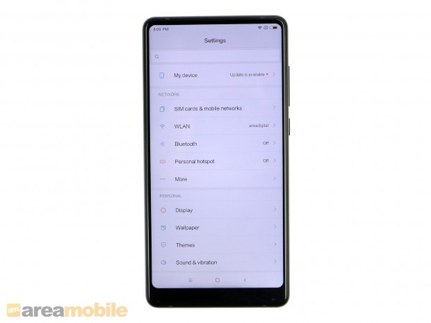 Das fast randlose Display des Mi Mix 2 (Bild: Areamobile)