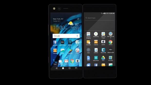 Auf den beiden Bildschirmen können unterschiedliche Apps dargestellt werden. (Bild: ZTE)