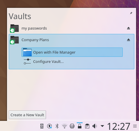 Plasma Vault soll helfen, Dateien einfach zu verschlüsseln. (Bild: KDE)