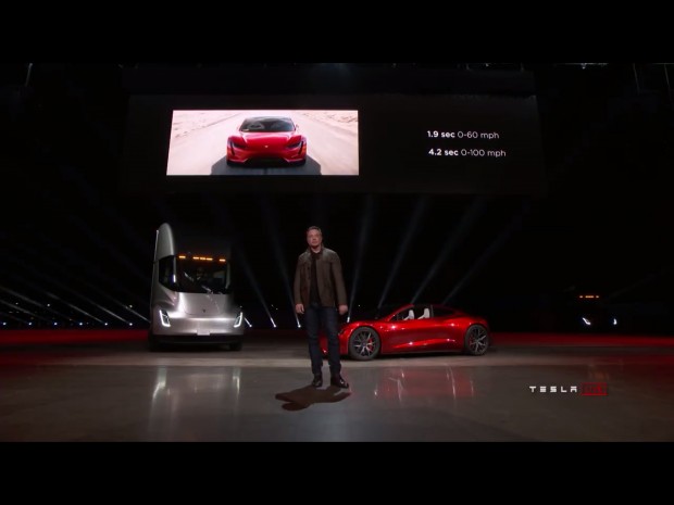 Elektrosportwagen Tesla Roadster 2 Beschleunigt In 2