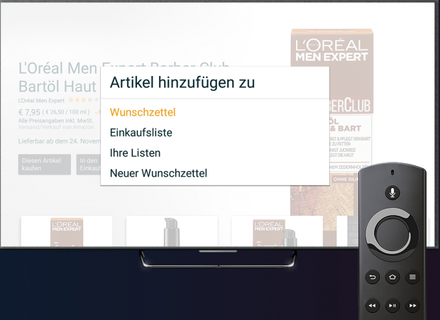 Wahlweise kann das beworbene Produkt auch auf die Amazon-Merkliste gesetzt werden. (Bild: Exaring)