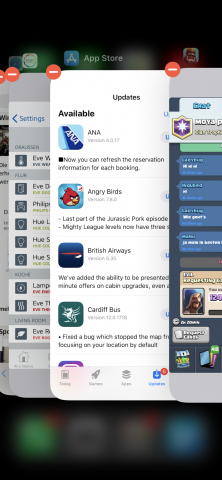 Beim Multitasking gut zu sehen: graue Balken für alte Apps. (Screenshot: Golem.de)