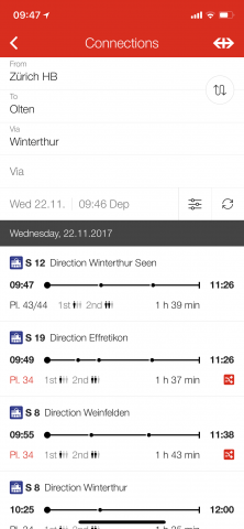 Die Schweizer waren schnell. Die SBB-App funktioniert gut. (Screenshot: Golem.de)