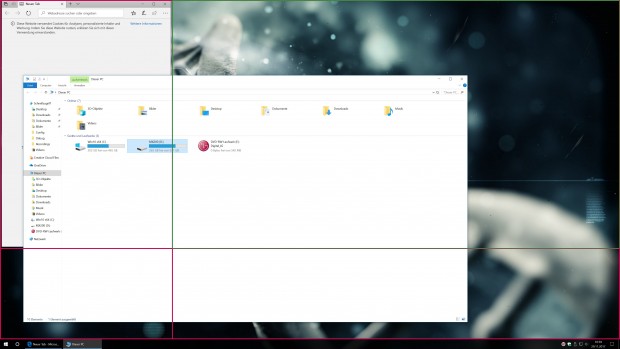 Per Software können wir den Desktop virtuell einteilen. (Screenshot: Oliver Nickel/Golem.de)