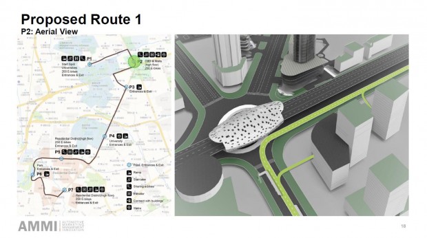Von der Strecke könnten Abzweigungen direkt in Gebäude gehen, beispielsweise in Einkaufszentren. (Grafik: Tongji-Universität)