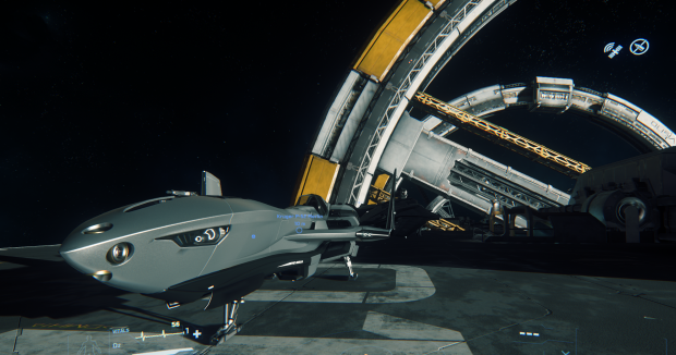 Ein Einmannjäger auf Port Olisar. (Bild: CIG/Screenshot: Oliver Nickel/Golem.de)
