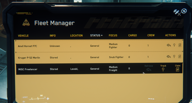 Auf interaktiven Konsolen hole ich mein Schiff ab. (Bild: CIG/Screenshot: Oliver Nickel/Golem.de)
