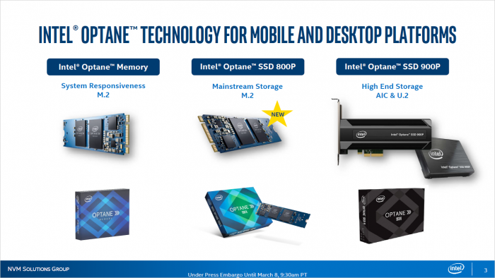 Die 800p sortiert sich zwischen den Optane Memory und die 900p ein. (Bild: Intel)